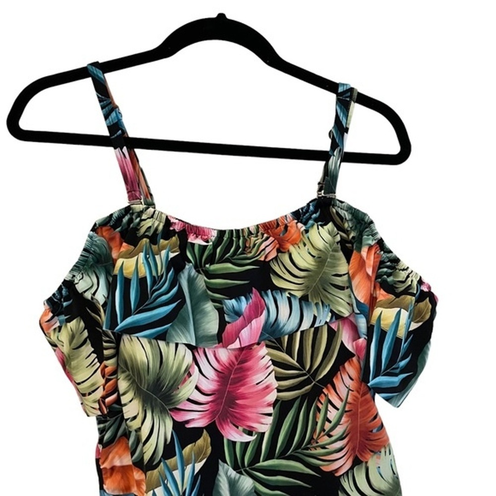 Swim Solutions Tummy Control Tropical Print One Piece Swimsuit Size 24W - Picture 4 of 12